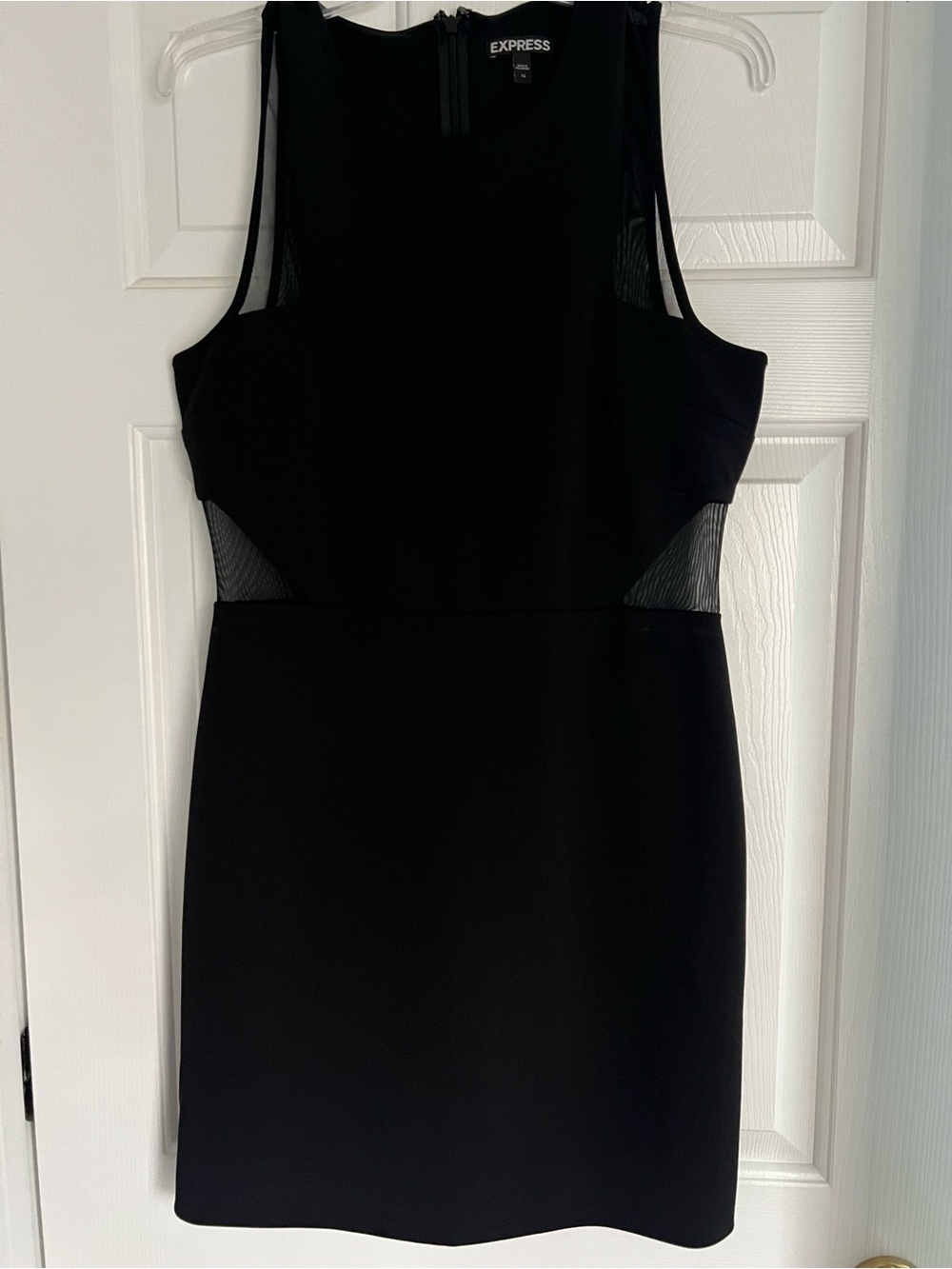 Express Black Mesh Illusion Sheath Dress Size 12 NWOT Cocktail Bodycon